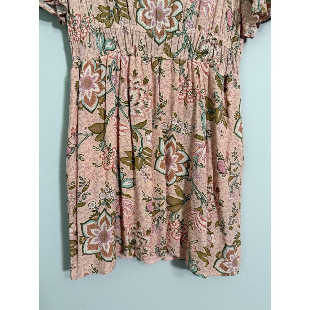 Spartina 449 Elayne Splitneck Dress Calm Waters Floral Sz M Pink Peasant - Picture 4 of 10